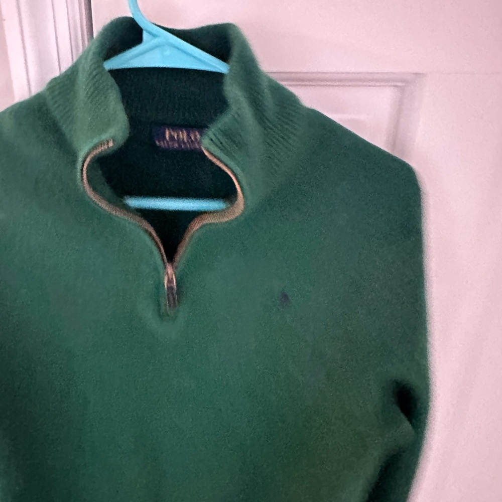 Ralph Lauren cashmere wool Forest Green Zip-Up Sweater - Picture 4 of 10
